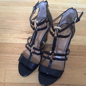 Nine West Magdalena Leather Strap Wedges